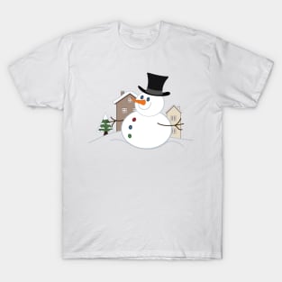 Happy Christmas Snowman Illustration T-Shirt